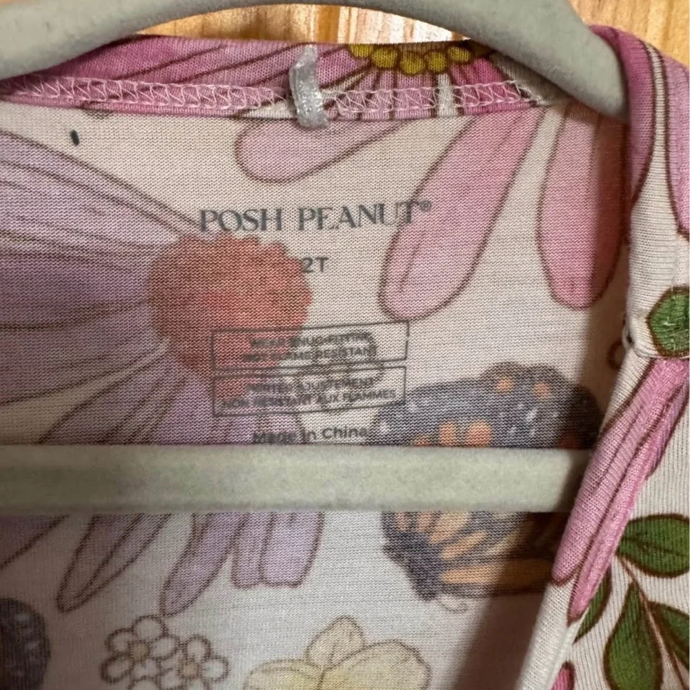 Posh Peanut Pink Floral & Monarch Butterfly Pajama Set